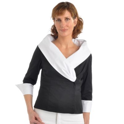 Ravel Contrast Shawl Collar & Cuff Woven Top