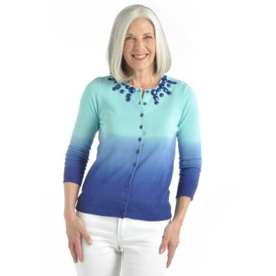 Warren by WD.NY Embellished Dip Dye Cardigan Sweater