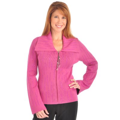 A17701 - Pamela McCoy Rhinestone Embellished Knit Cardigan