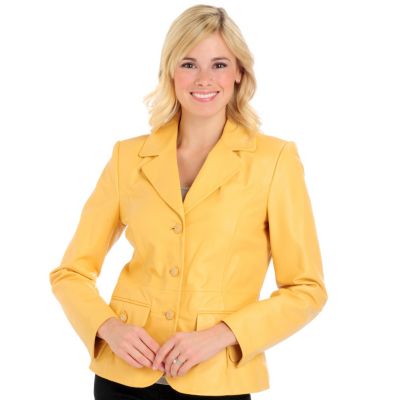 A17796 - Pamela McCoy Pintuck Detail Notch Collar Lamb Leather Jacket