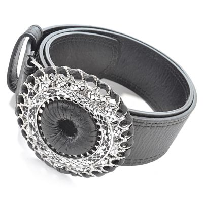 A17803 - Pamela McCoy Python Print Trim Medallion Buckle Belt