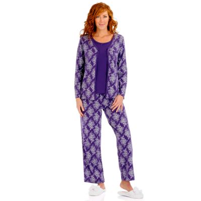 A17831 - Sara Beth Sleepwear Three-Piece Cotton Pajama Set