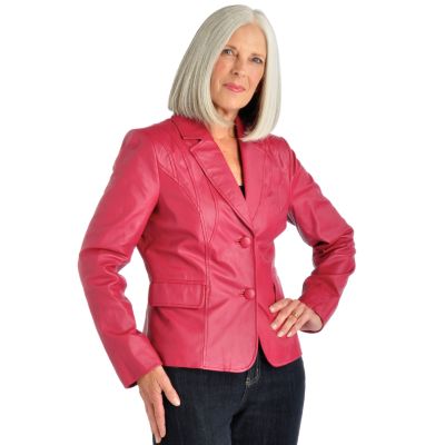 Pamela McCoy Notch Collar Leather Jacket