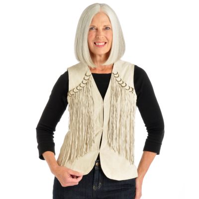 A17838 - Pamela McCoy Fringe Detail Suede Vest