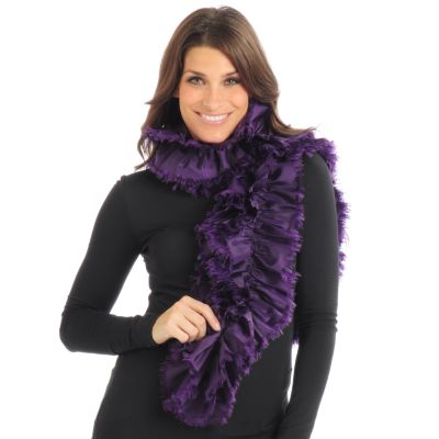 Pamela McCoy Fringe Trim Rouched Scarf