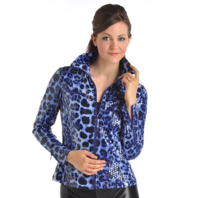 Clara S. Leopard Print Zip Front Shimmer Jacket