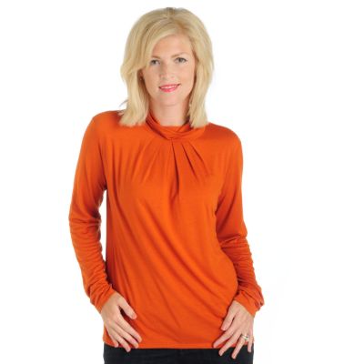 Sag Harbor Pleated Long Sleeve Turtleneck