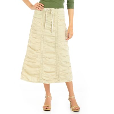 XCVI Shirred Panel Drawstring Waist Stretch Poplin Skirt