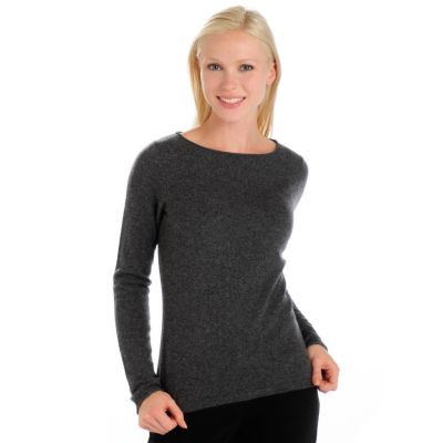 In Cashmere Bateau Neck Long Sleeve Cashmere Sweater