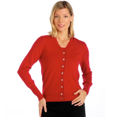 In Cashmere V-Neck Long Sleeve Cashmere Cardigan Sweater