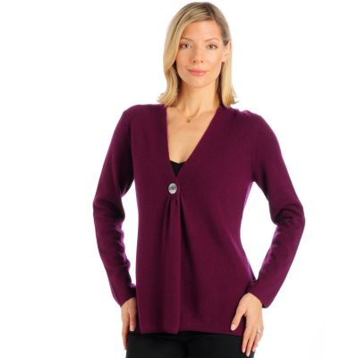 In Cashmere One Button Long Sleeve Cashmere Cardigan Sweater