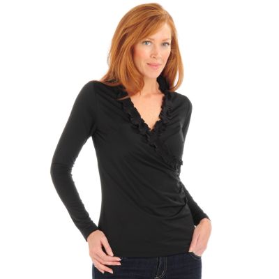 A17954 - Kim Parrish Collection Ruffle Trim Wrap Top