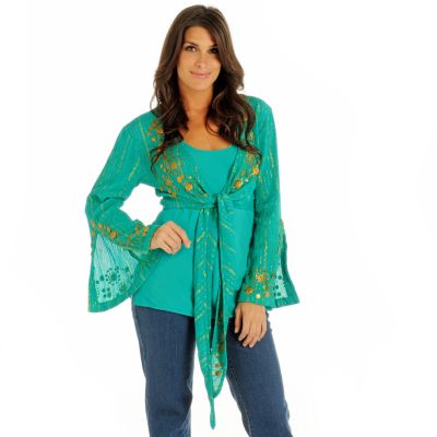 Gist Gold Coin Tie-Front Shrug & Tank Two-Piece Top