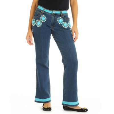Gist Turquoise Stone Embellished Jeans