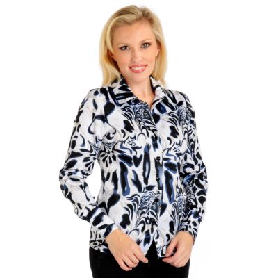 A18039 - Pamela McCoy V-Neckline Animal Print Blouse