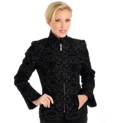 A18040 - Pamela McCoy Flocking Detail Denim Jacket