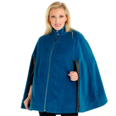 A18042 - Pamela McCoy Zip & Stud Detail Stand Collar Cape
