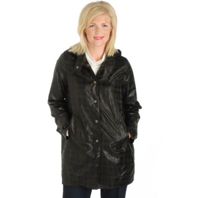 A18113 - ABS Collection Water Repellant Hooded Plaid Swing Raincoat