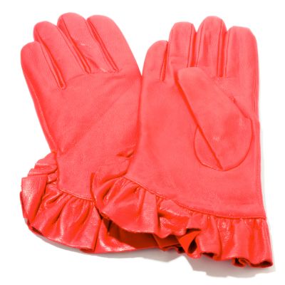 A18115 - ILI Ruffle Trim Short Leather Gloves