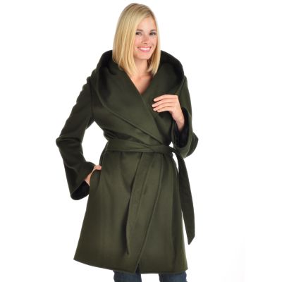 ABS Collection Convertible Collar / Hood Wool Wrap Coat