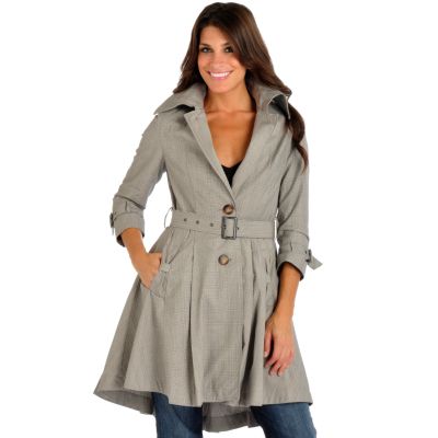 CoffeeShop Flutter Hem 3/4 Sleeves Belted Coat