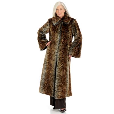 A18156 - Pamela McCoy Wing Collar Jungle Tiger Fur Replica Full Length Coat
