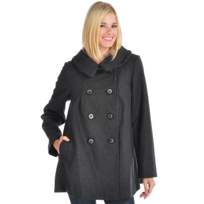 A18247 - ABS Collection Double Tulip Collar Wool-Blend Swing Coat