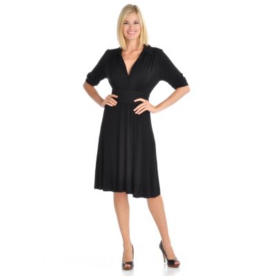 Suzanne Somers Rib Knit Waist Dress. BLACK, 3X