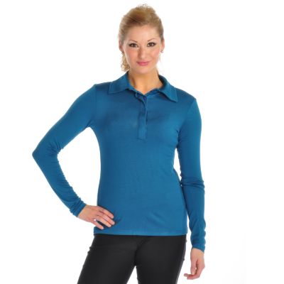 Suzanne Somers 1/2" Placket Long Sleeve Top. TEAL, S