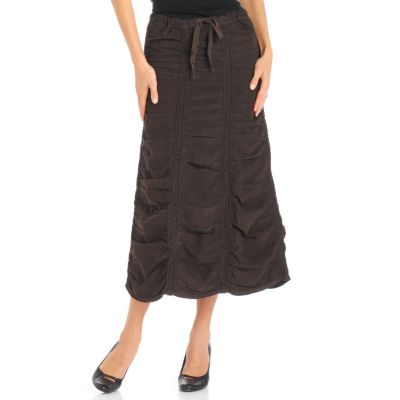 A18283 - XCVI Rouched Panel Drawstring Waist Stretch Corduroy Skirt