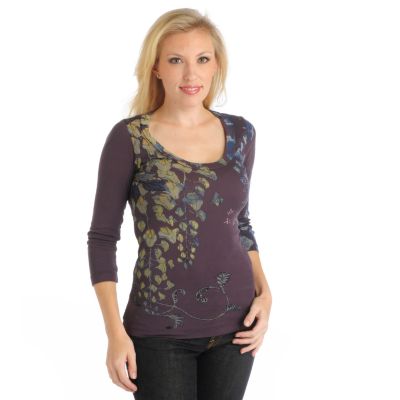 A18288 - XCVI "Vines" Graphic 3/4 Sleeve Top