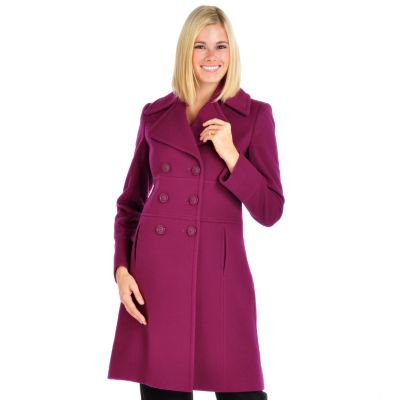 A18342 - Via Spiga Inset Seam Double Breasted Wool-Blend Walker Coat