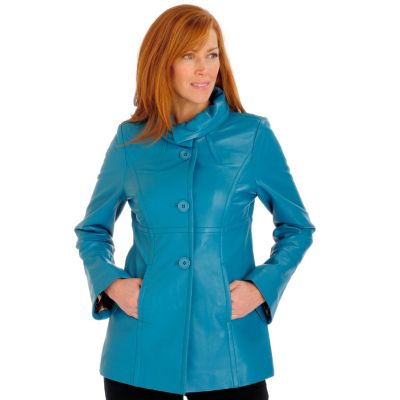 A18345 - Geneology Fashion DNA Convertible Collar Lamb Leather A-Line Coat