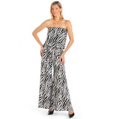 A18394 - aDRESSing WOMAN Zebra Print Strapless Jumpsuit