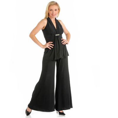 A18396 - aDRESSing WOMAN Beaded Brooch Tunic Jumpsuit