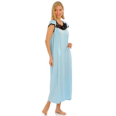 A18525 - Bones & Roses Hollywood Lace Trim Modal Nightgown