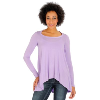 A18538 - Suzanne Somers High-Low Hem Long Sleeve Flowy Top