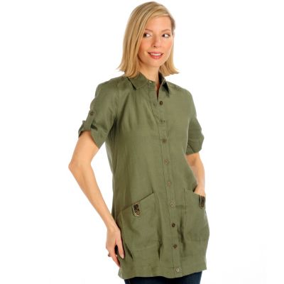 A18629 - Kim Parrish Collection Button Front Linen Safari Top