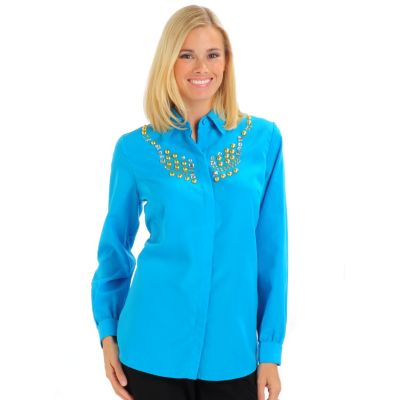 A18642 - Encore by Daniel Kiviat Embellished Primo Peach Skin Shirt