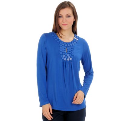 A18656 - Encore by Daniel Kiviat Disc Embellishment Caress Knit Top