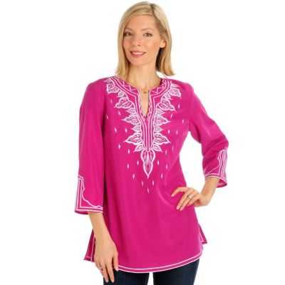 A18659 - Encore by Daniel Kiviat Embroidered Primo Peach Skin Tunic