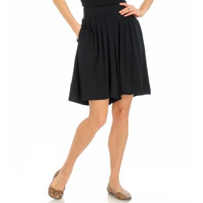 A18669 - Encore by Daniel Kiviat Pleated Caress Knit Wide Leg Shorts