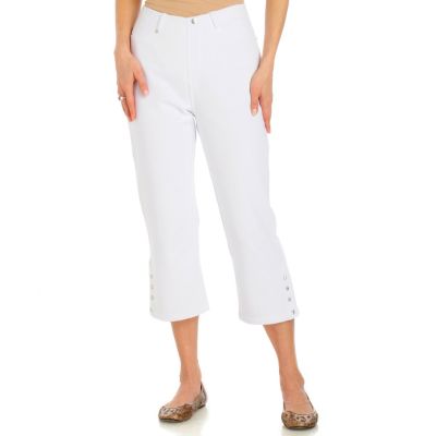 A18673 - Encore by Daniel Kiviat Ankle Button Detail French Terry Pull-on Capri Pant
