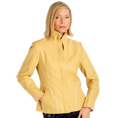 A18684 - Judy Crowell Sueded Trim Convertible Collar Jacket