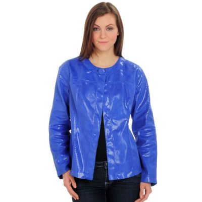 A18685 - Judy Crowell Reversible Jewel Neckline Single Button Jacket