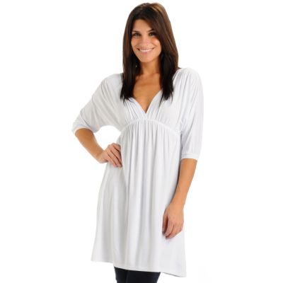 A18763 - Suzanne Somers "Suzanne in the City" Empire Waist Elbow Sleeve Dress