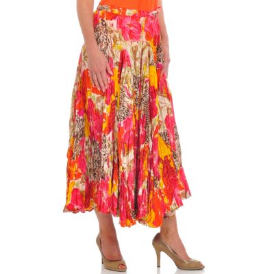 A18818 - Olivia & Grace Printed Crinkled Ankle-Length Full Skirt