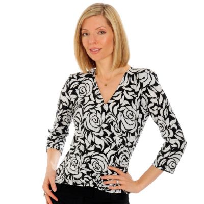 A18833 - aDRESSing WOMAN Faux Wrap Hologram Surplus Top