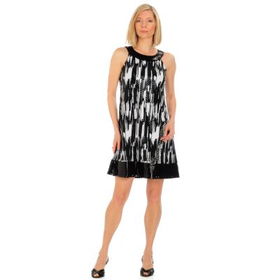 A18835 - aDRESSing WOMAN Hologram Trim Sleeveless Tank Dress