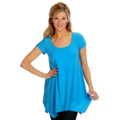 A18846 - aDRESSing WOMAN Handkerchief Hem Scoop Neck Tunic 